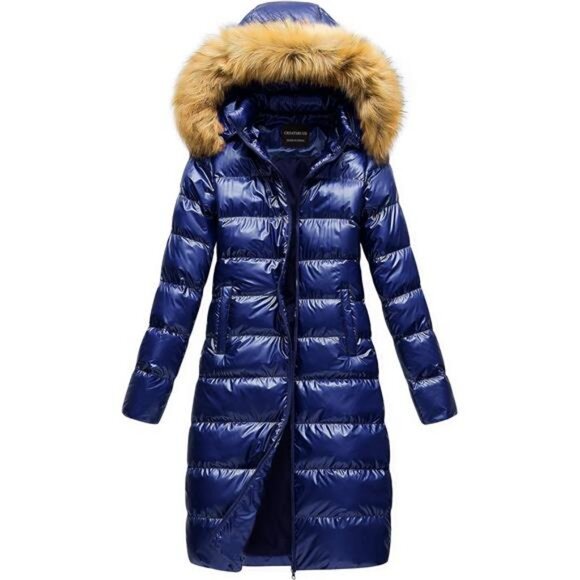 CREATMO US Women's Long Winter Faux Fur Coat Puffer Warm Jacket with Detachable